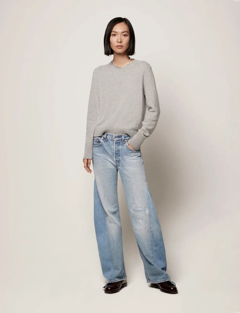 Another Tomorrow grey knit with jeans