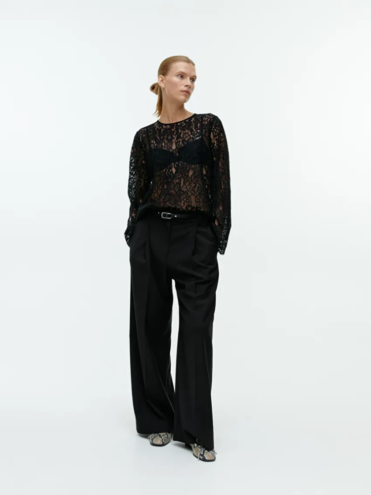 Arket lace top and black pants