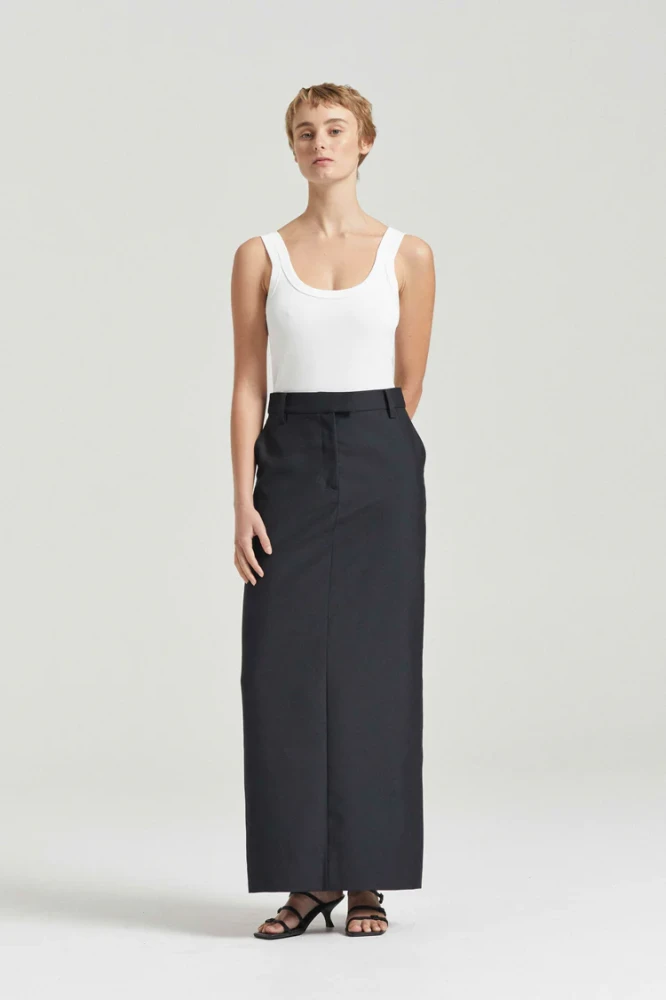 Friends With Frank white singlet top and black pencil skirt