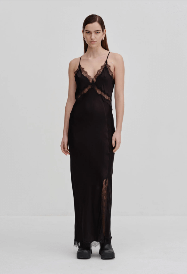 Herskind black silk maxi dress