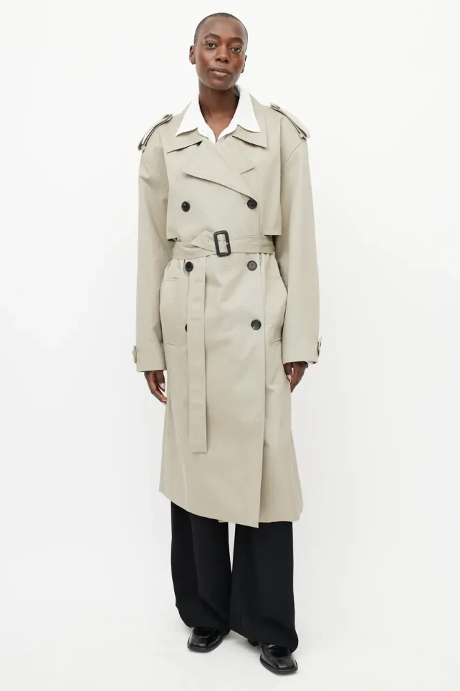 The Frankie Shop beige belted trench coat