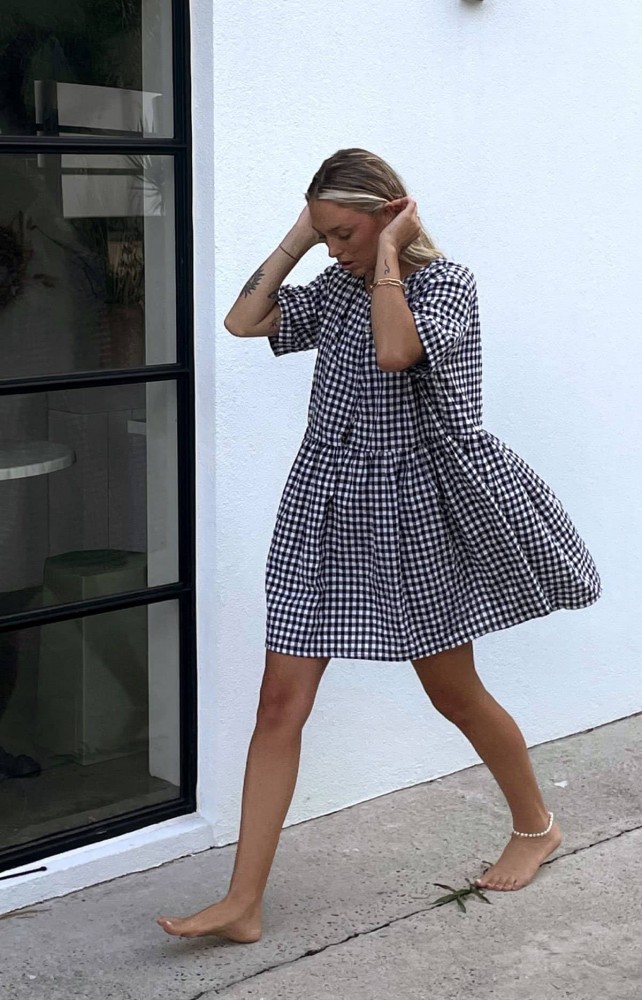 The Bare Road Darcey Gingham Dress in Black