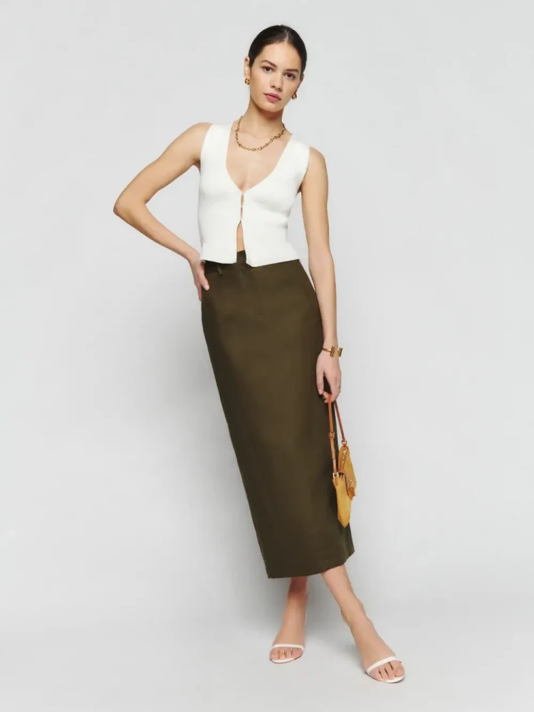 Reformation Gia Linen pencil skirt