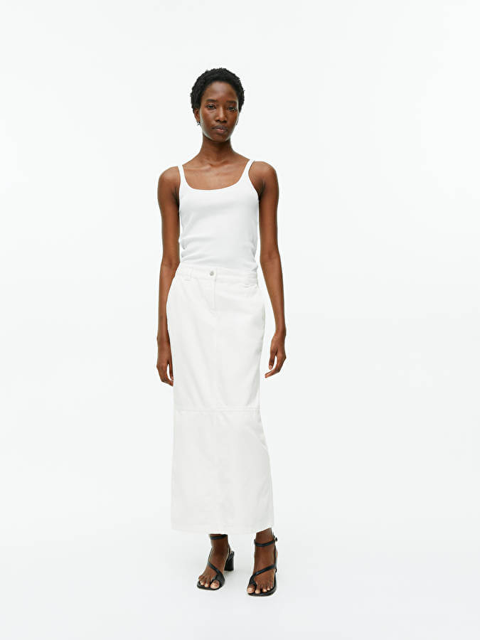 Arket white denim maxi skirt
