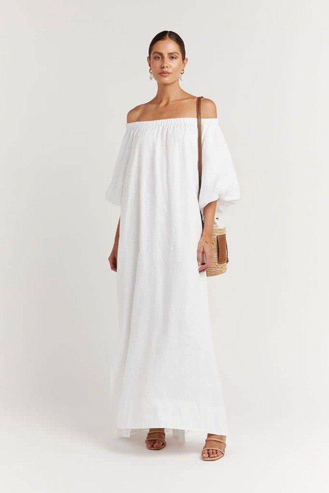 DISSH Kate White Linen Midi Dress