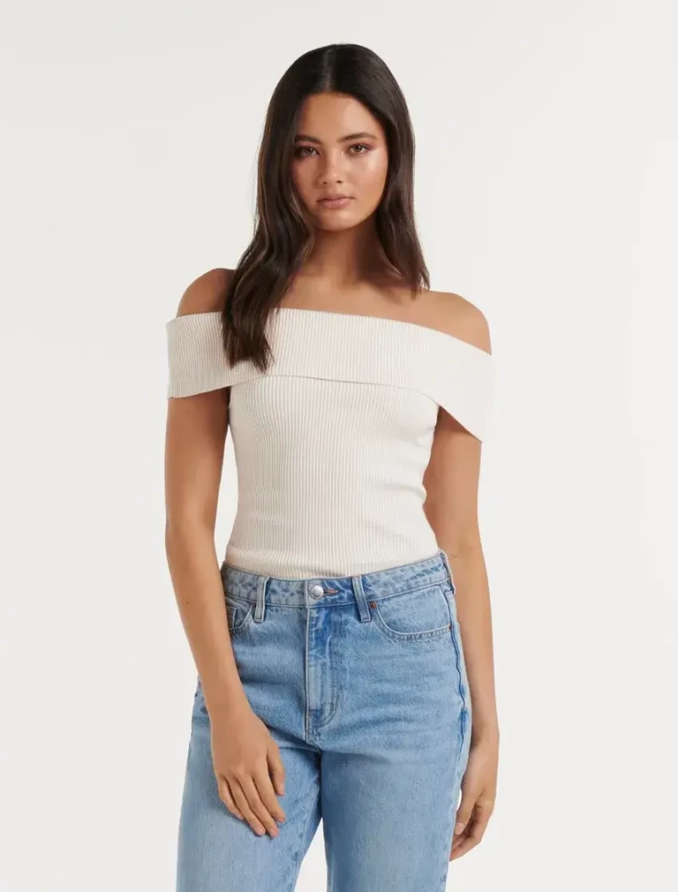 Forever New Khloe Rib off the shoulder top