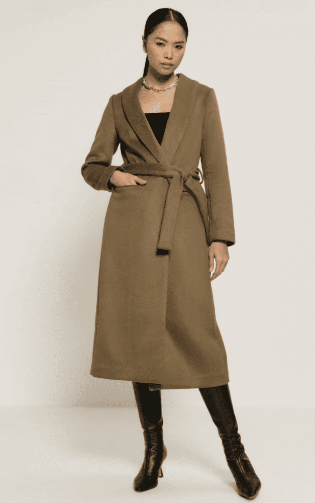 Reformation Greenwich Coat in Olive