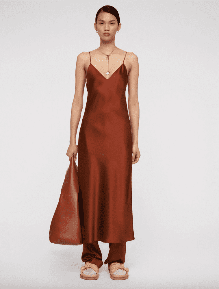 Joseph Silk Satin Clea Dress in Copper