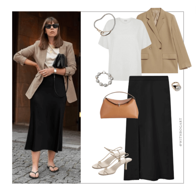 Women's work outfit  Blazer with t-shirt and pencil skirt