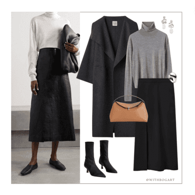 Women's work outfit Pencil skirt with turtleneck knit and coat