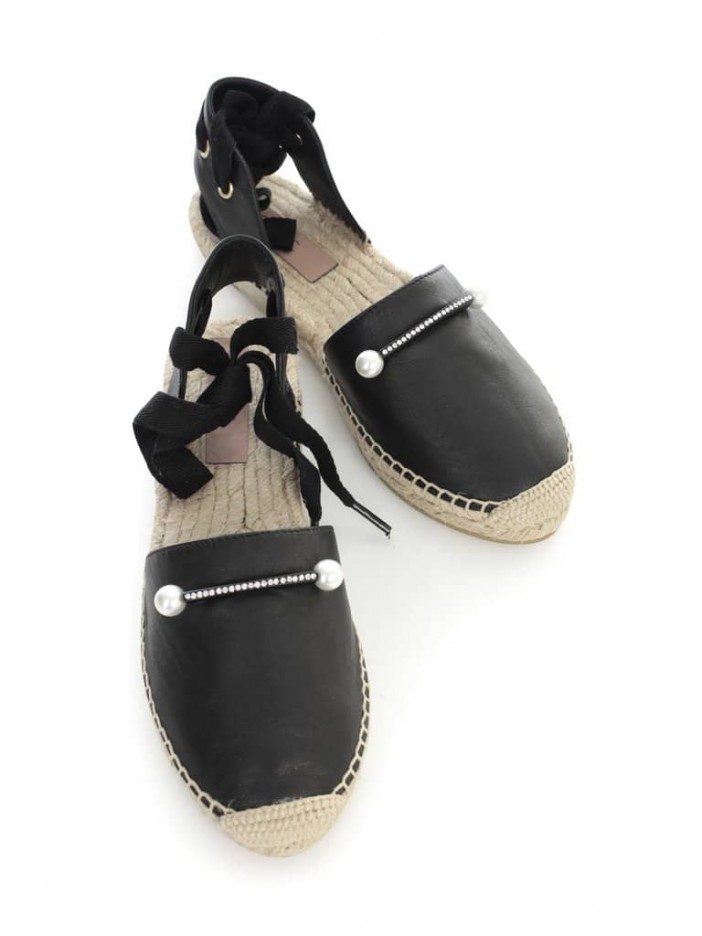 Coliac Ankle Tie Pearl Detailed Espadrilles