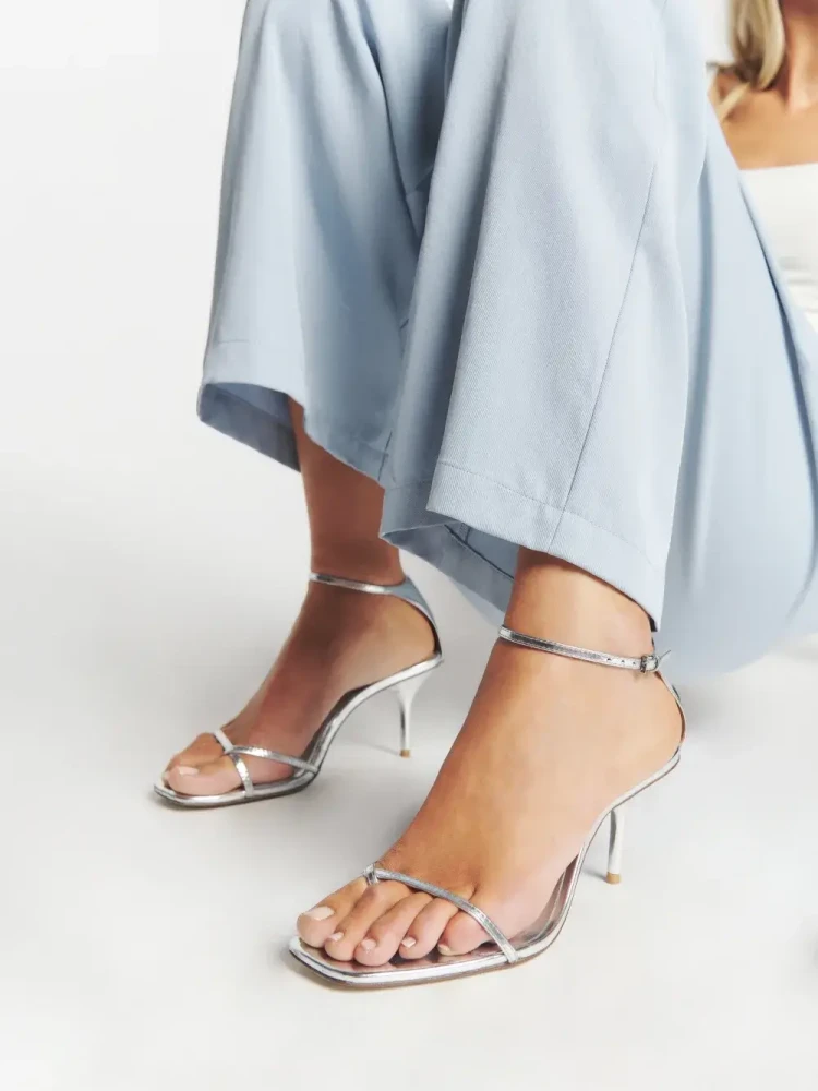 Reformation silver strappy heel Sandals
