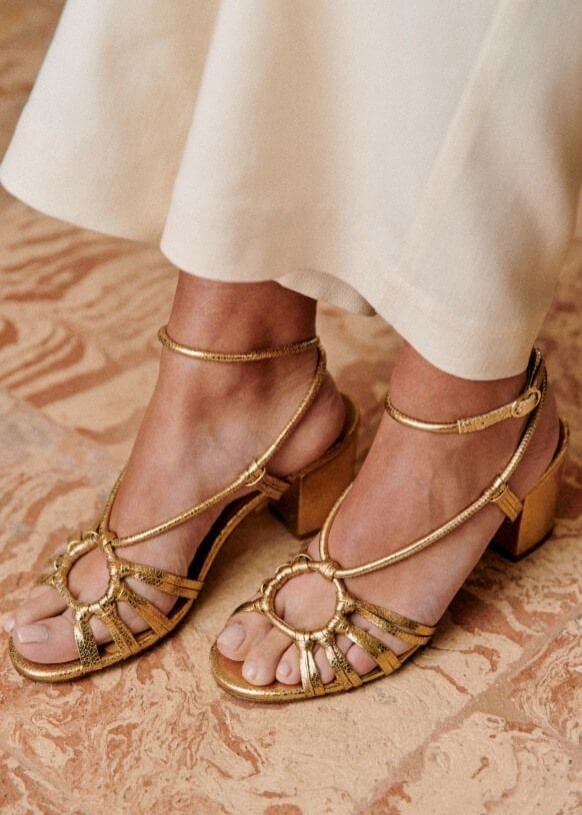 Sezane Gloria Gold Sandals