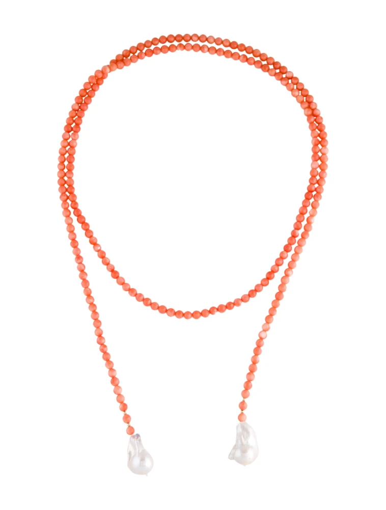 14k Pearl & coral necklace