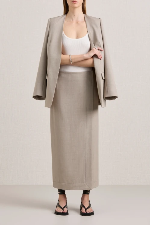 A. Emery wrap midi pencil skirt