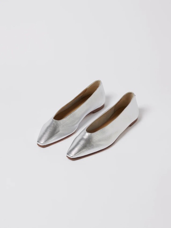 Aeyde Betty silver ballet flats