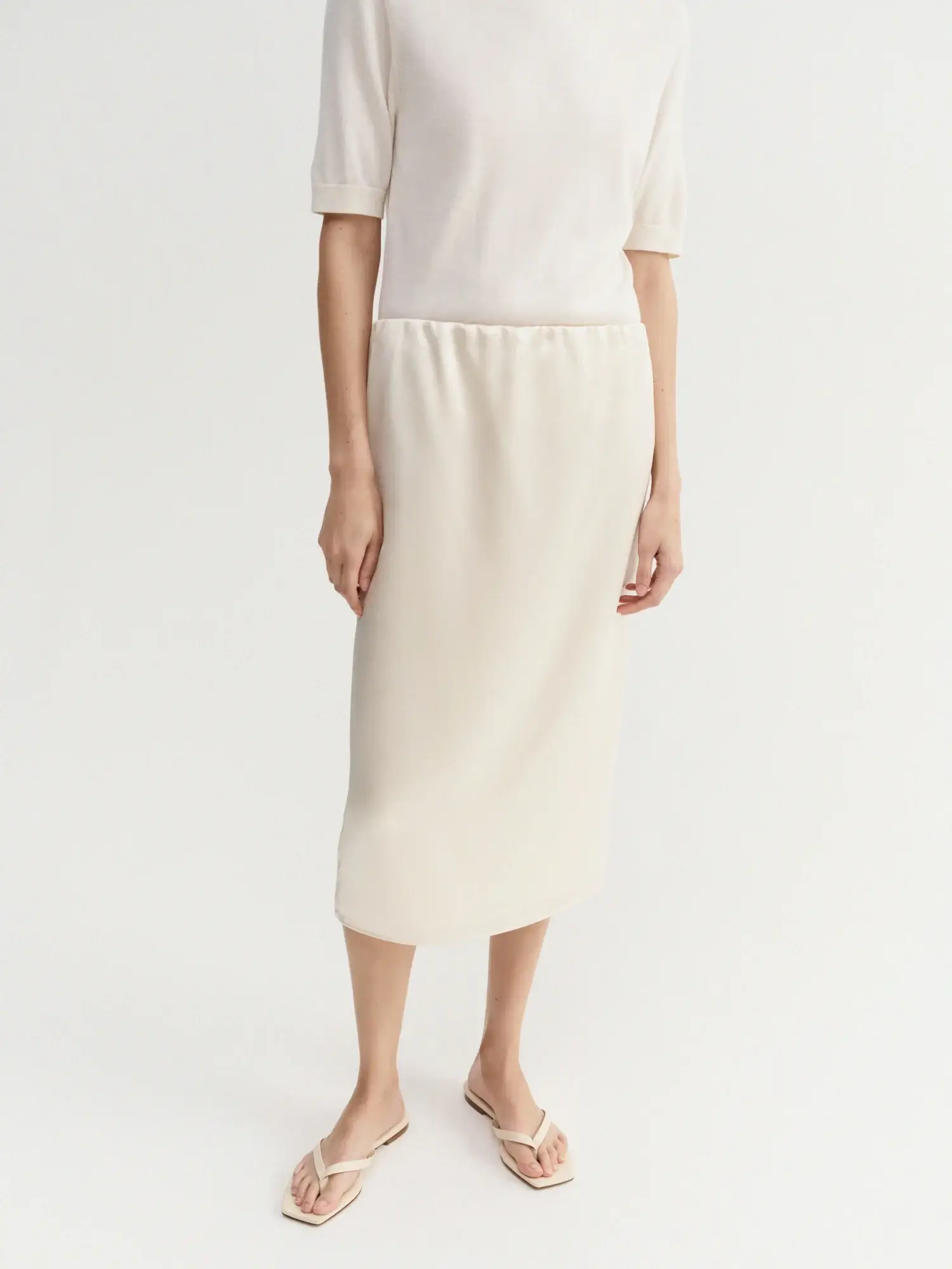 Almada cream silk skirt