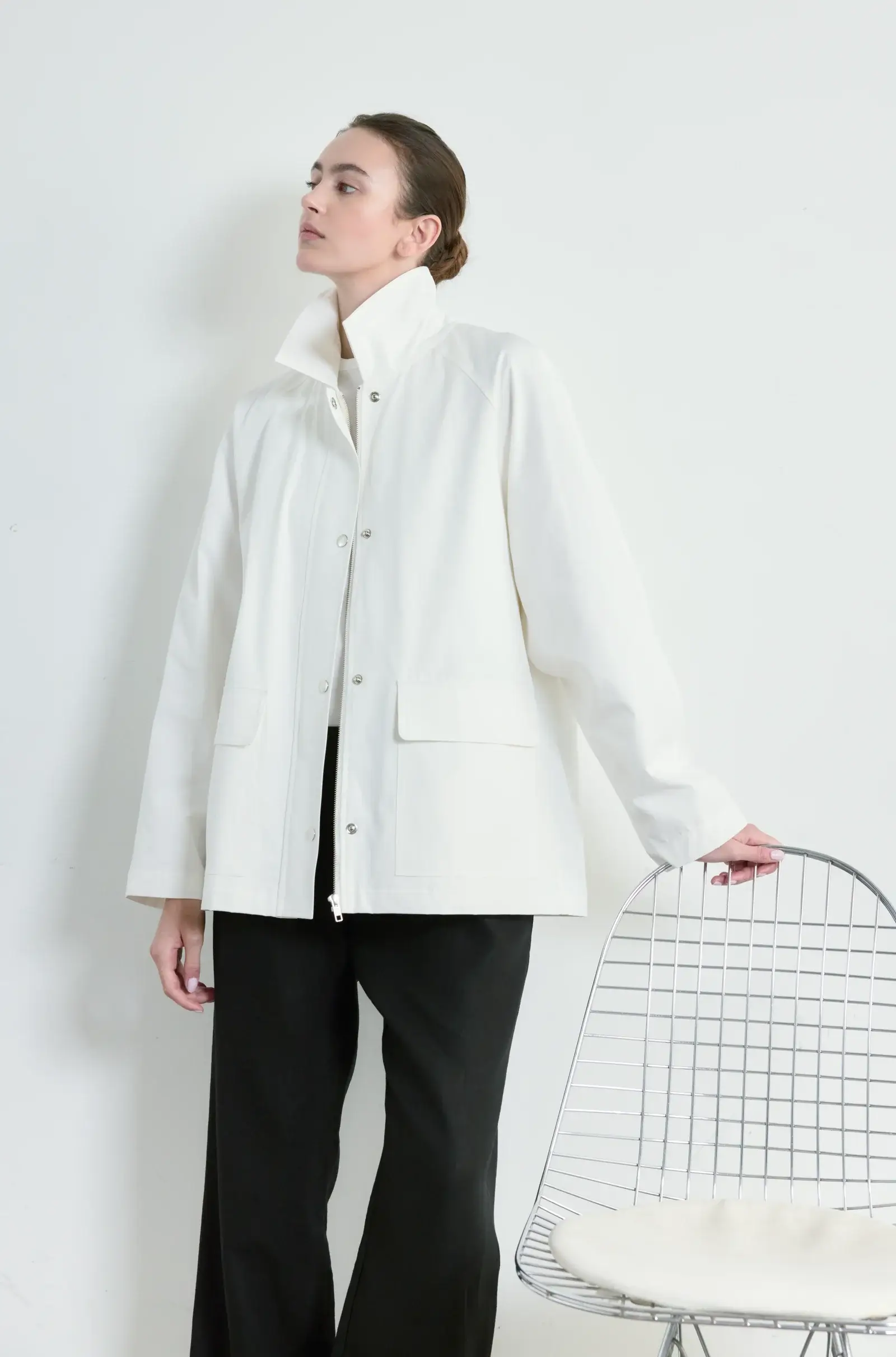 Almina Concept white cotton barn jacket