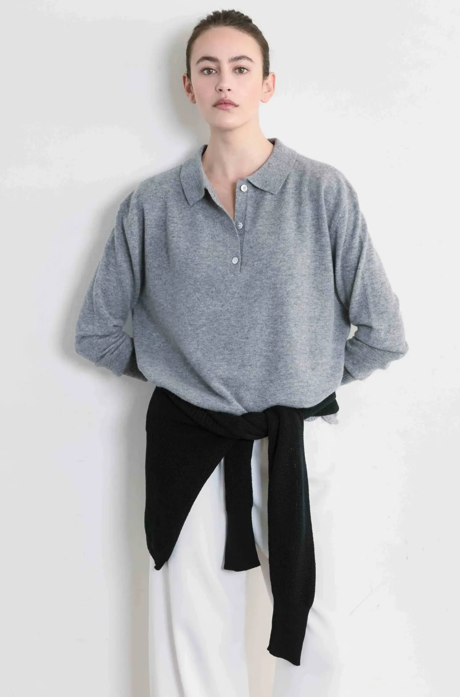 Almina Concept grey polo jumper
