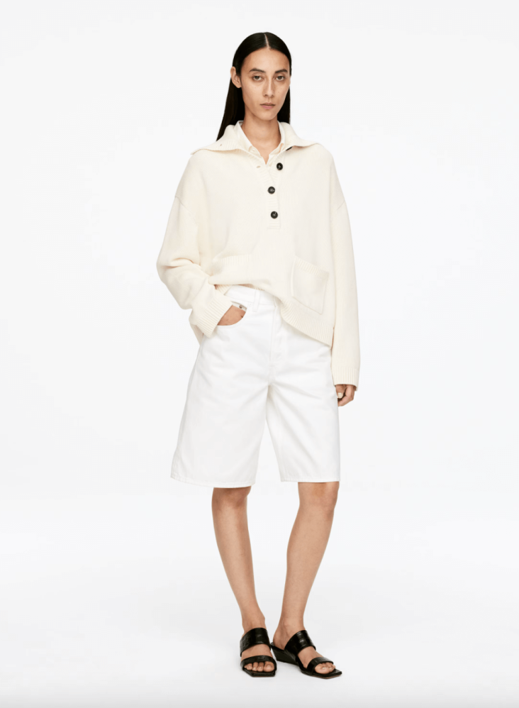 Arket cream high neck polo jumper