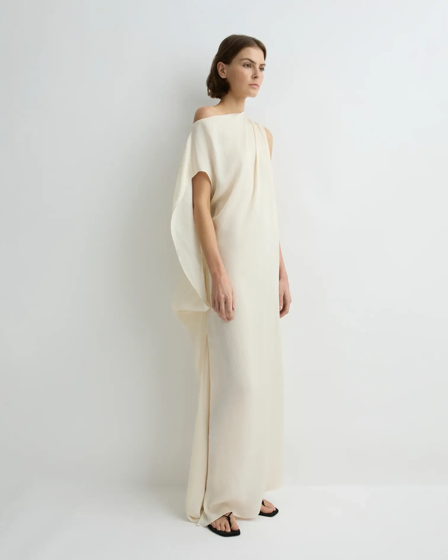 Bondi Born asymmetric cream silk dress