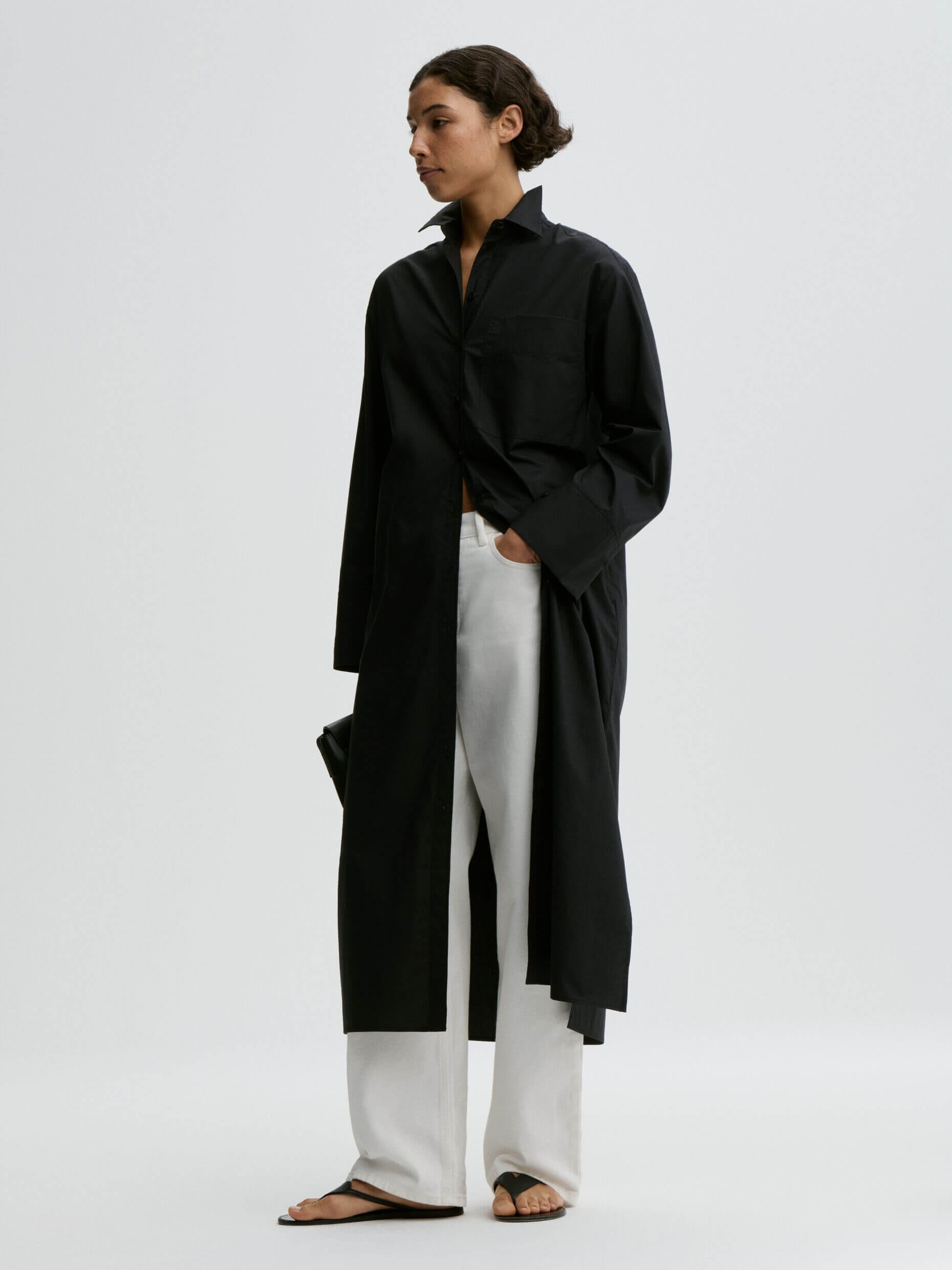 By Malene Birger black midi shirt dress 