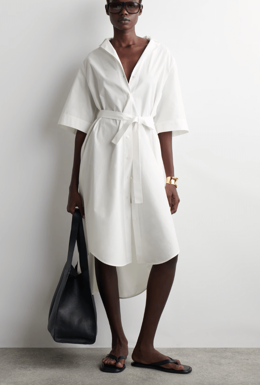 COS white midi shirt dress