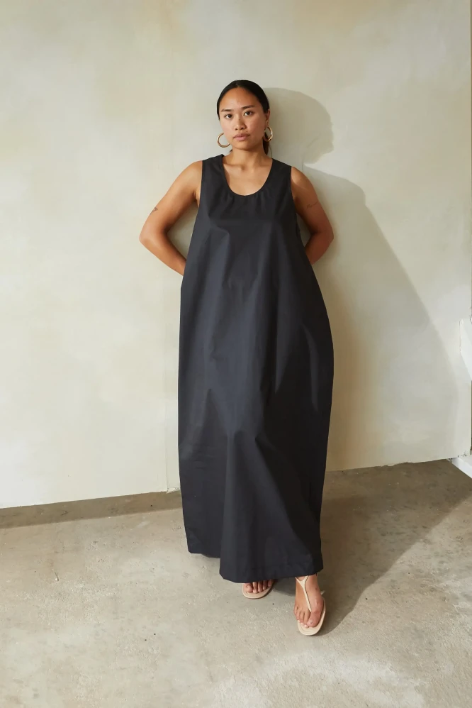 Curate & Rotate charcoal black cotton maxi dress