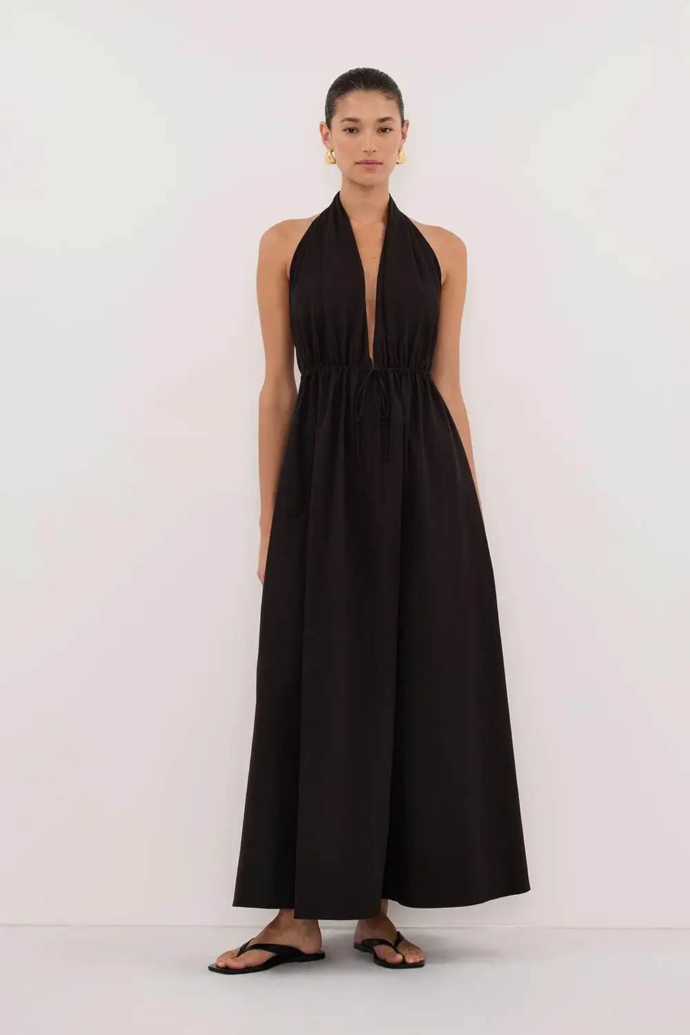 DISSH black cotton tammy maxi dress