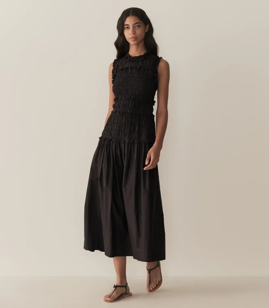 Doen Mallory black midi dress