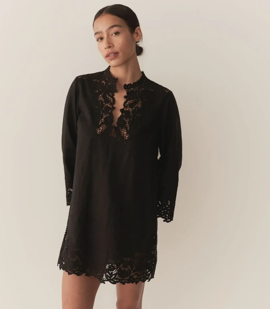 Doen black roselie tunic dress