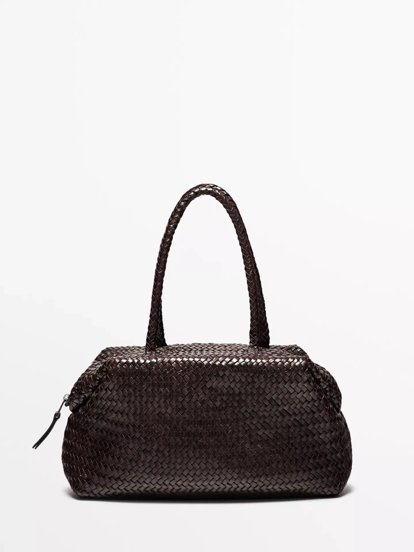Massimo Dutti brown braided nappa bag
