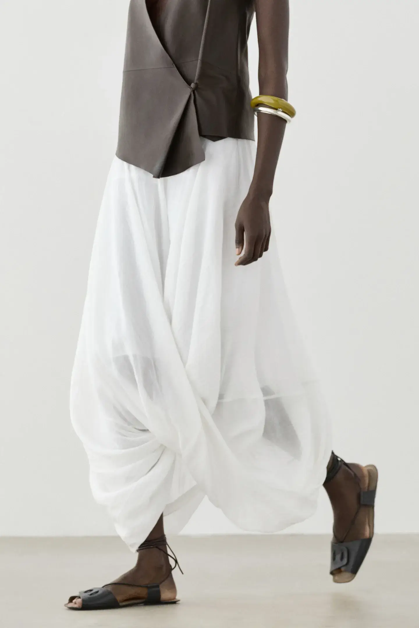 Massimo Dutti white crossover maxi skirt