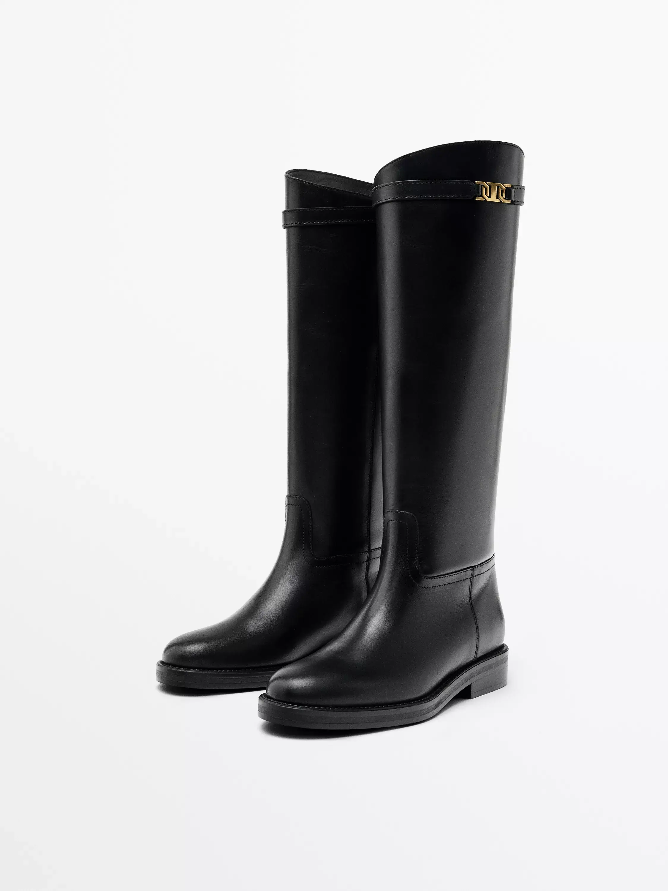 Massimo Dutti knee high black boots