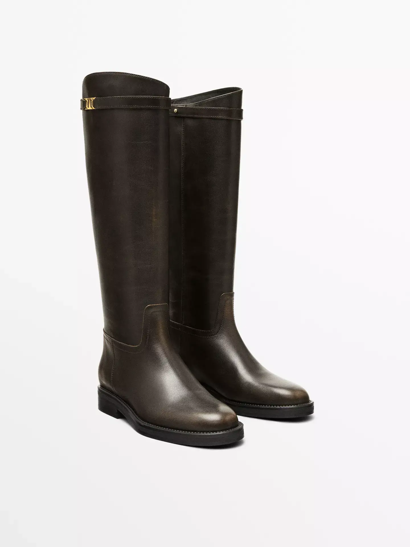Massimo Dutti brown leather riding boots