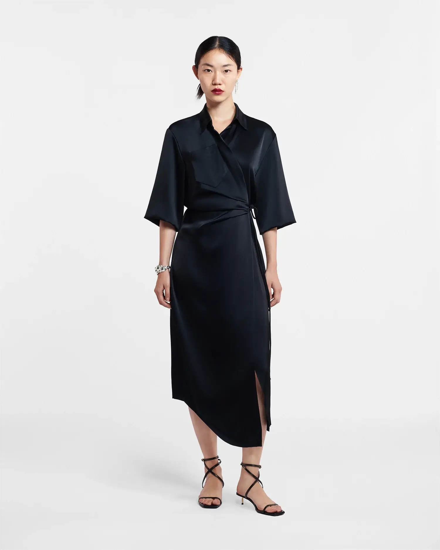 Nanushka Lais Draped Front Shirt Dress