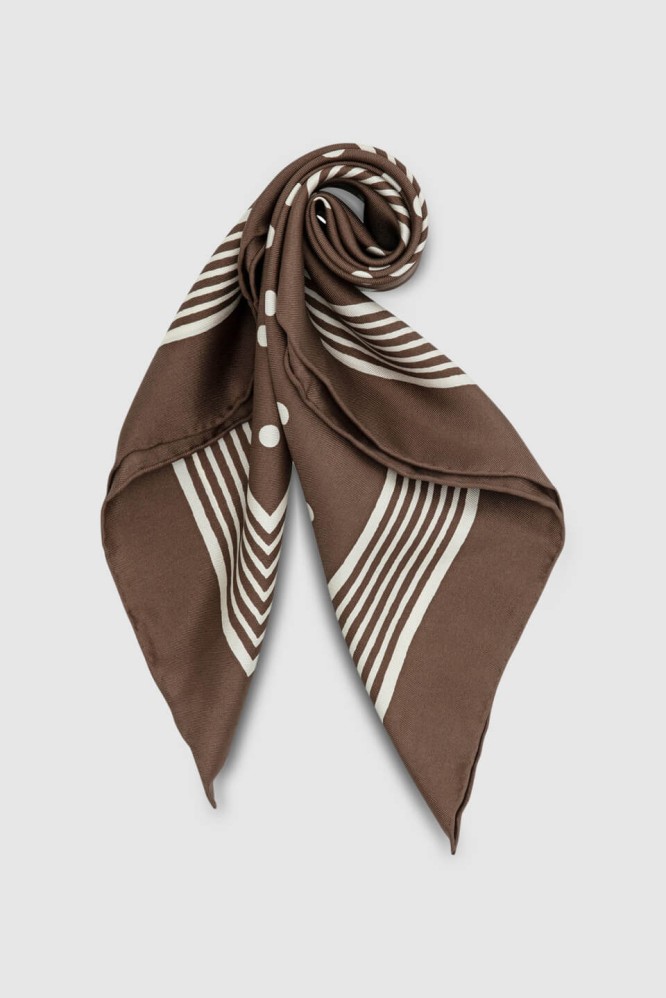 Oroton brown silk scarf
