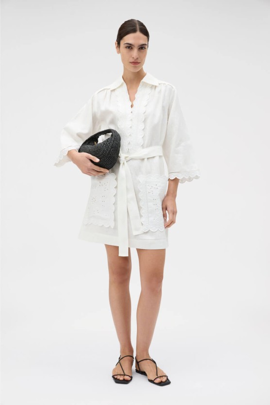 Oroton Handkerchief white mini tunic dress