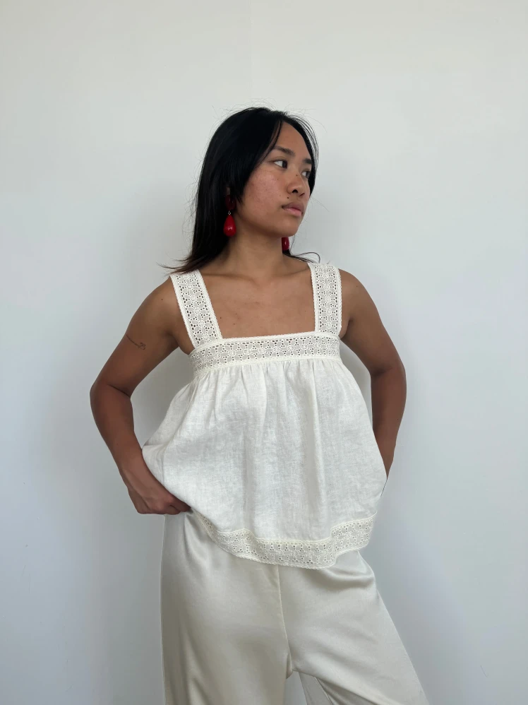 Peony Cream Gardenia Broderie Cami top