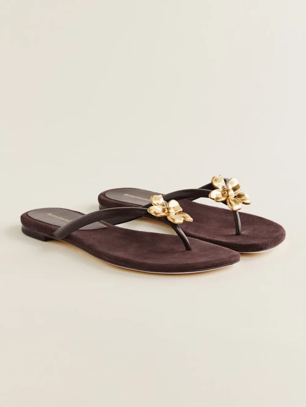 Reformation onyx thong sandals brown suede