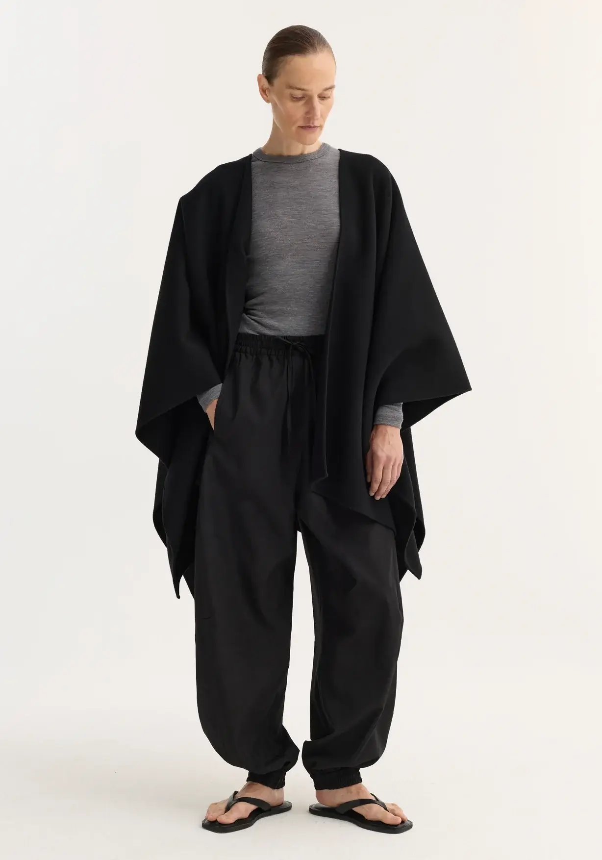 Rohe black draped scarf poncho
