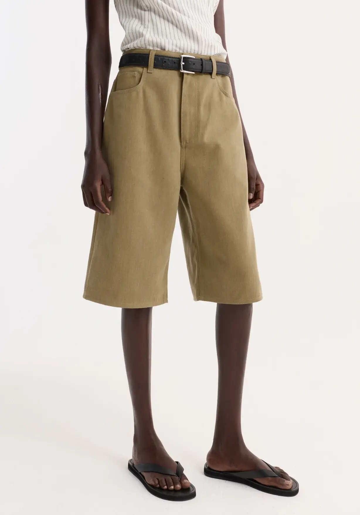 Rohe sage taupe denim shorts