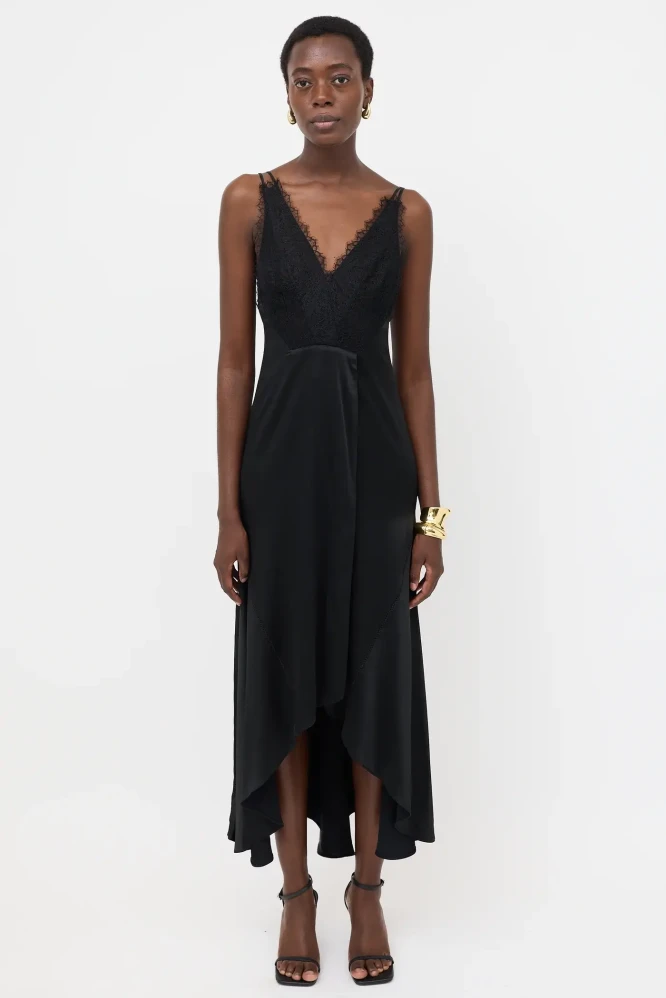 Simkhai black lace slip dress