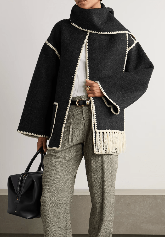 Toteme draped fringed wool blend jacket