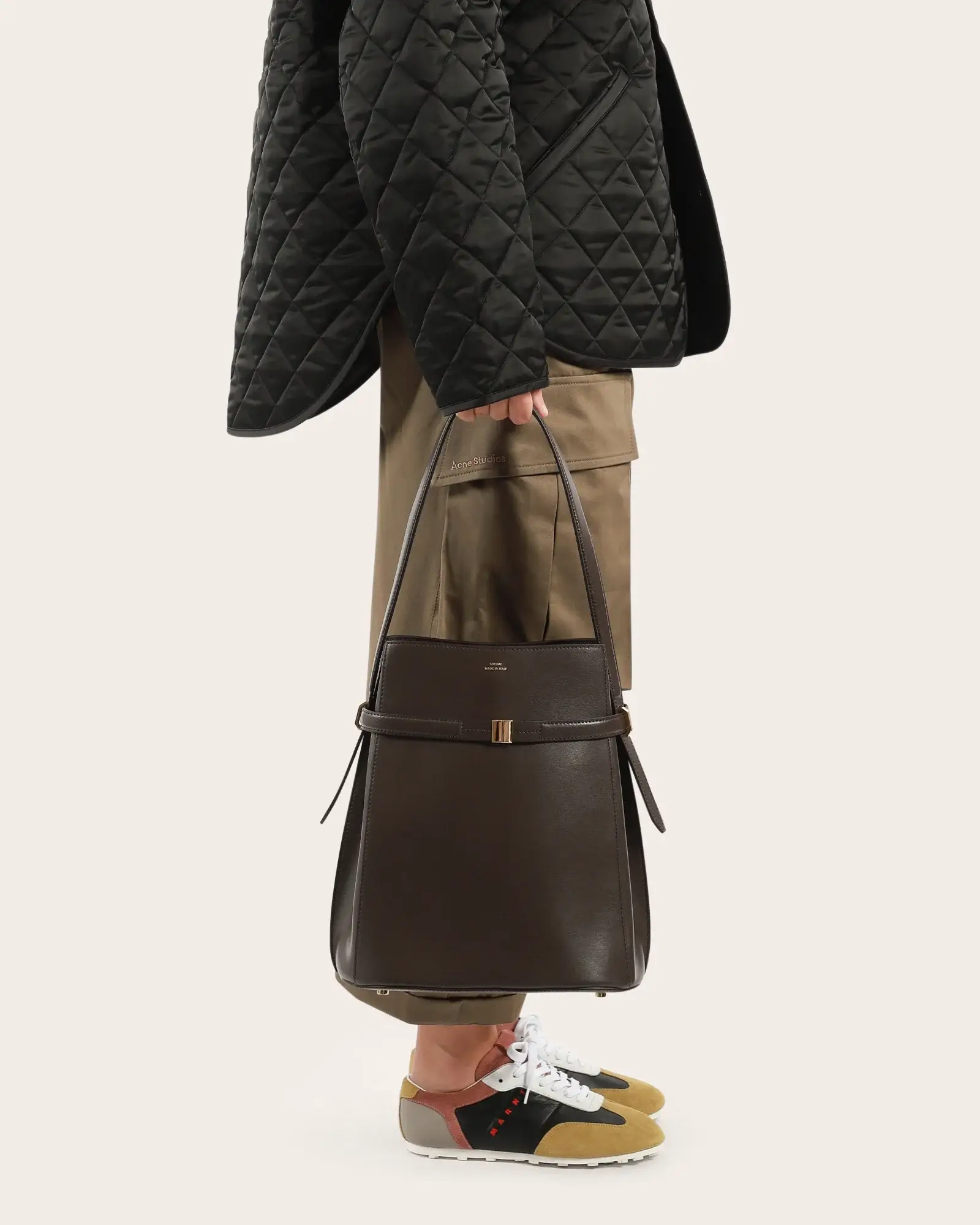 Toteme brown leather belted tote bag