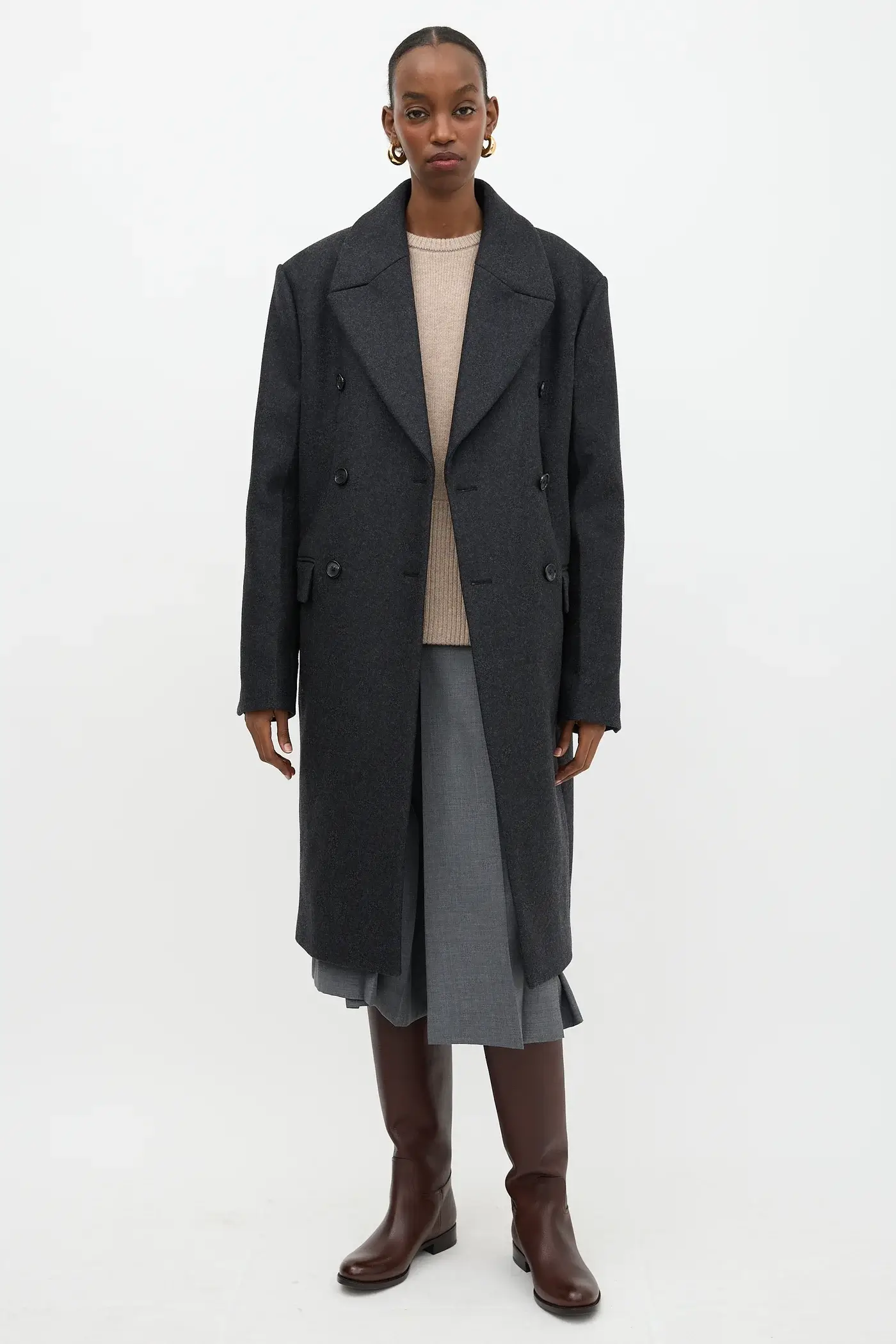 Toteme grey wool midi coat
