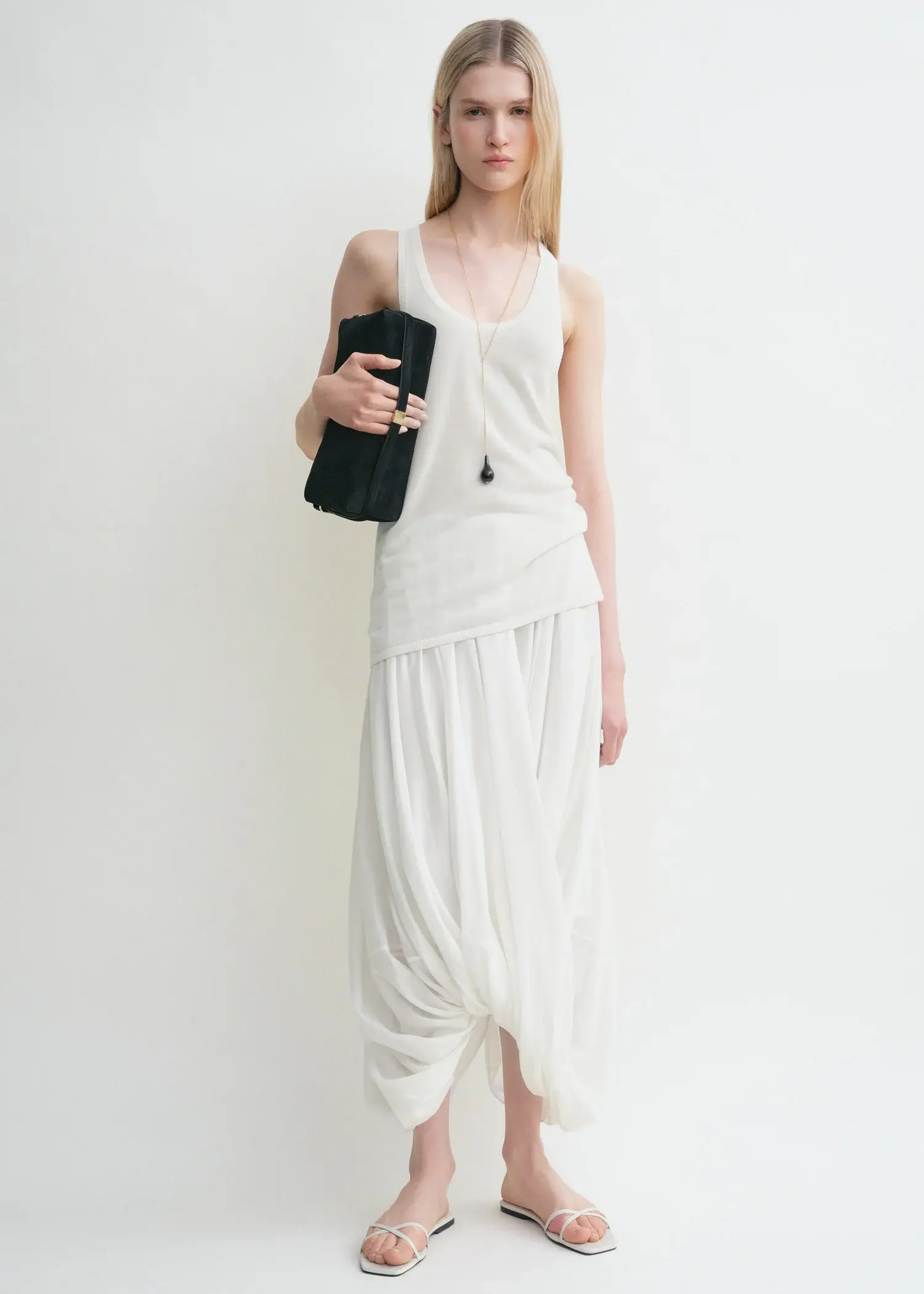 Toteme white cocoon midi skirt