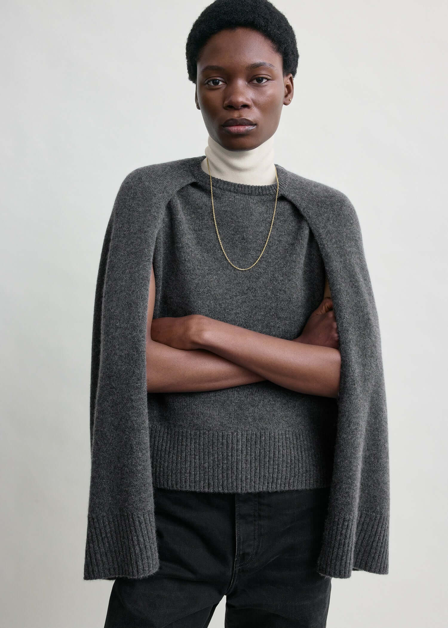 Toteme grey wool cape jumper