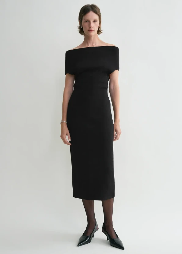 Toteme black knit midi dress