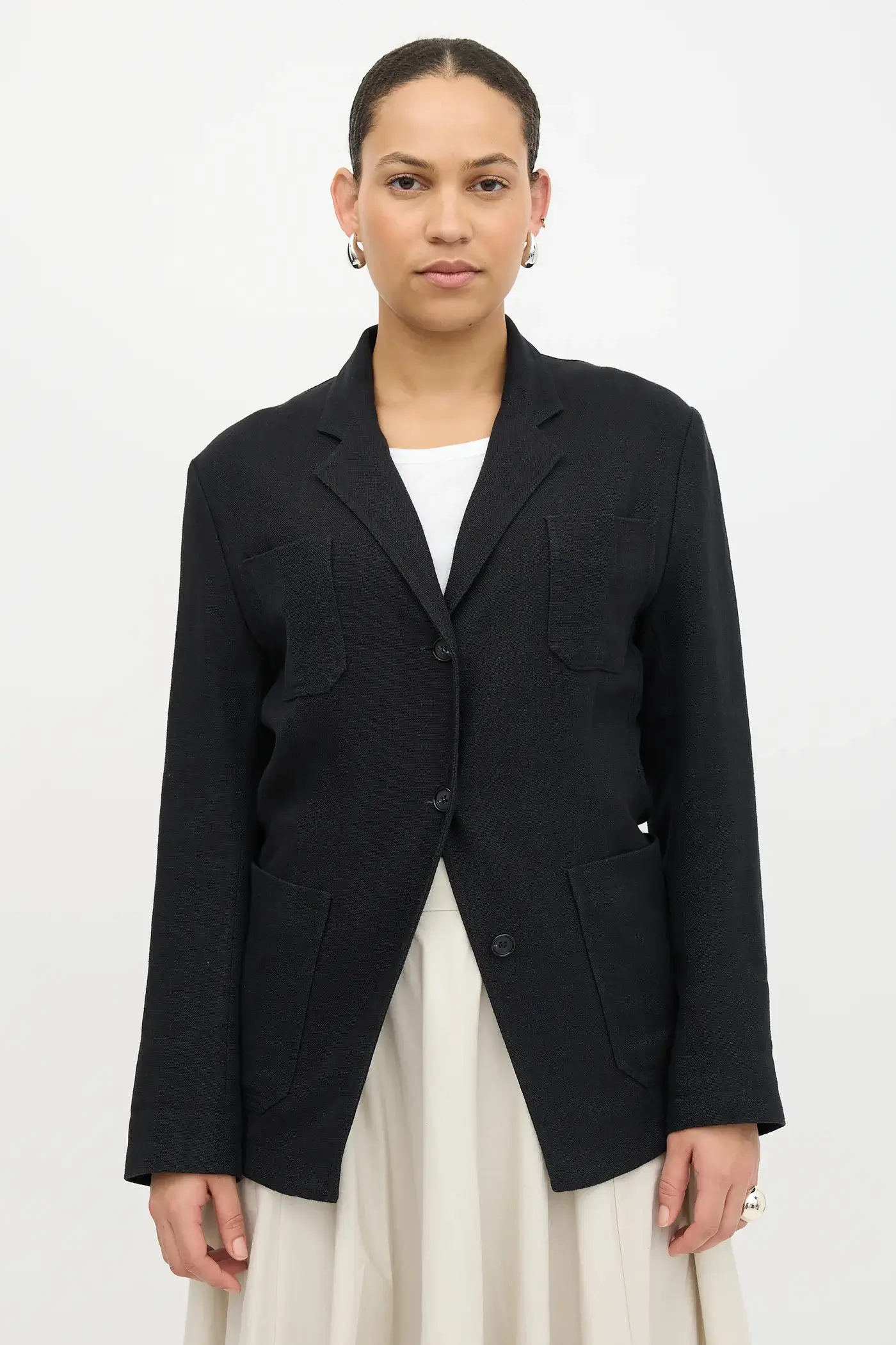 Toteme black linen slim blazer